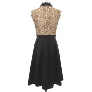 GRACE CONTINENTAL 17AW ワンピース ひざ丈 レース フレア タックスカート 36 ベージュ ブラック