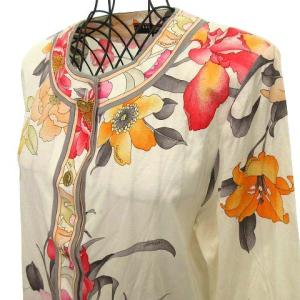 LEONARD FASHION ジャケット 花柄 シルク混 L アイボリー