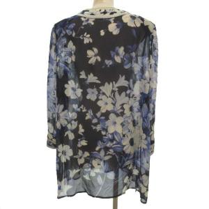 LEONARD Fashion シルク花柄シースルーカーディガン 11AR ネイビー