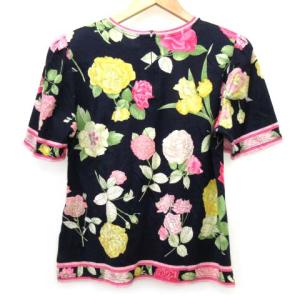 LEONARD Fashion カットソー 半袖 花柄 L 紺