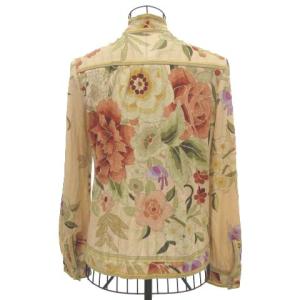 LEONARD FASHION ブラウス ボウタイ 花柄 シルク混 L ベージュ