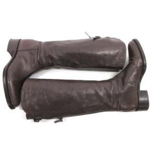 SARTORE ロング ブーツ ジョッキー バックジップ ファスナー ベルト レザー 本革 36 1