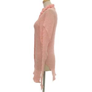 ISSEY MIYAKE プリーツシャツ サイドスリット ピンク