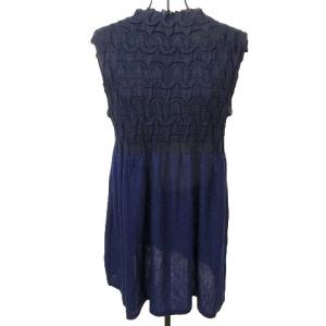 ISSEY MIYAKE 11AW アンサンブルニット カーディガン フォーマル ウール 2 ネイビー ブルー