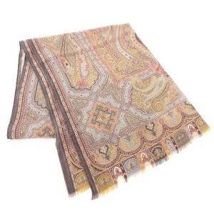 ETRO 大判 ストール ショール マフラー フリンジ ペイズリー シルク混 マルチカラー IBO20