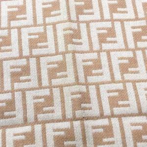 FENDI マフラー ストール ショール フリンジ ロゴ ズッカ柄 総柄 ウール100％ ブラウン