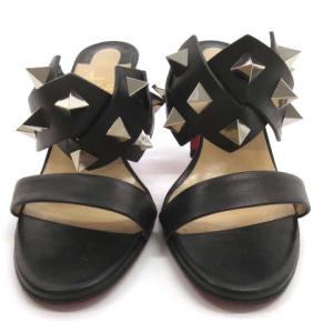 Christian Louboutin サンダル スタッズ レザー ミュール ハイヒール イタリア製  26cm 大きいサイズ ブラック