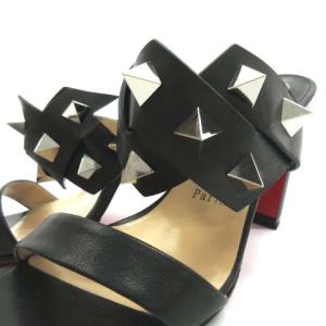 Christian Louboutin サンダル スタッズ レザー ミュール ハイヒール イタリア製  26cm 大きいサイズ ブラック