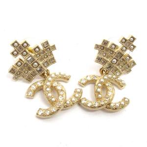 ピアス ココマーク クラウン ラインストーン フランス製 ゴールドカラー