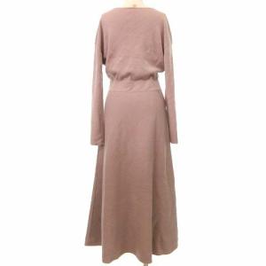 CELFORD カシュクール ニット ワンピース ロング すね丈 Vネック Aライン カシミヤ混 36 ピンク