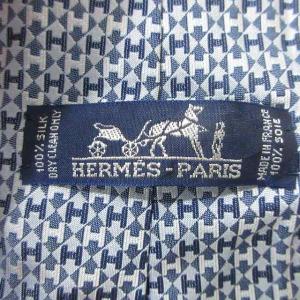 HERMES ネクタイ レギュラータイ H柄 ジャガード ビジネス シルク ブルー