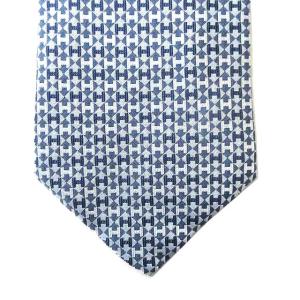 HERMES ネクタイ レギュラータイ H柄 ジャガード ビジネス シルク ブルー