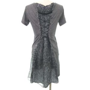 sacai ワンピース ミニ レオパード シルク 半袖 1 グレー