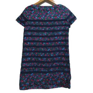 sacai luck チュニック カットソー 半袖 ボーダー 花柄 ボートネック F ネイビー グリーン