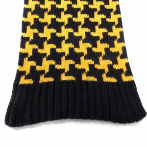 CELINE マフラー ニット 刺繍 リブ イタリア製 総柄 カシミヤ100％ イエロー ブラック IBO21