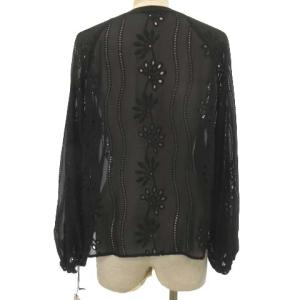 GRACE CONTINENTAL 18SS カフタンカットワークトップ刺繍ブラウス 36 ブラック
