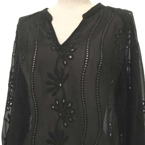 GRACE CONTINENTAL 18SS カフタンカットワークトップ刺繍ブラウス 36 ブラック
