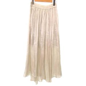 20SS ロングスカート プリーツ ウエストゴム 36 ホワイト