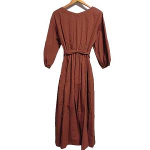 Diagram GRACE CONTINENTAL 18AW リボンウエストシャツワンピース 長袖 ミモレ丈 Vネック フレア 36 ブラウン