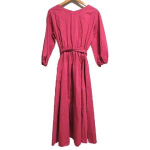 Diagram GRACE CONTINENTAL 18AW リボンウエストシャツワンピース 長袖 ミモレ丈 Vネック フレア 36 ピンク IBO21