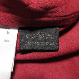 GRACE CONTINENTAL ワンピース 長袖 ミモレ丈 マルチボーダー Vネック 総レース 36 ベージュ レッド IBO21