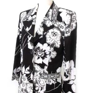 LEONARD FASHION セットアップ スカートスーツ 肩パッド タイトスカート 花柄 ブラック ホワイト