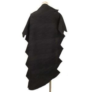 ISSEY MIYAKE ワンピース ひざ丈 プリーツ アシンメトリー ハイネック 変形 M ブラック