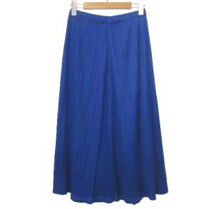 PLEATS PLEASE ISSEY MIYAKE イッセイミヤケ ひざ丈フレアスカート 2 ブルー