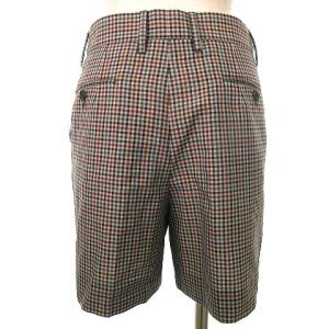 Martin Margiela 1 18SS ショートパンツ ウエスト調節可能 ジッパー ベルトループ イタリア製 チェック ウール 36 S 茶 ブラウン マルチカラー