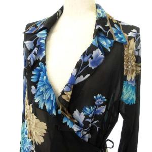 LEONARD FASHION カーディガン 花柄 シルク ブルー