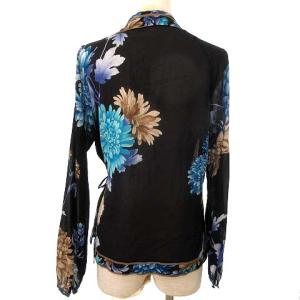 LEONARD FASHION カーディガン 花柄 シルク ブルー