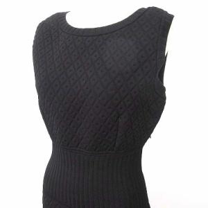 CHANEL ノースリーブワンピース 総柄 42 黒