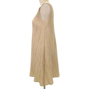 PLEATS PLEASE ISSEY MIYAKE イッセイミヤケ ノースリーブミニワンピース 3 ベージュ