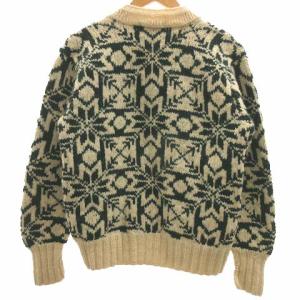 RALPH LAUREN ポロカントリー 70S セーター ニット 厚手 Vネック ウール 西洋 M グリーン ホワイト
