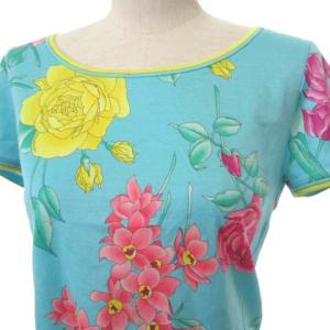 LEONARD FASHION カットソー 花柄 M ライトブルー