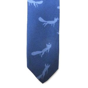HERMES ネクタイ シルク レギュラータイ キツネ柄 ネイビー