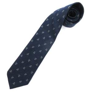 ジャガード ネクタイ ビジネス 小紋柄 ウール シルク混 ネイビー ZER1