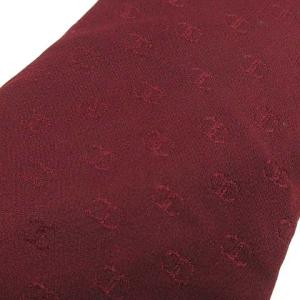 CHANEL ココマーク ネクタイ レギュラータイ シルク 総柄 ビジネス パーティー フランス製 ボルドー