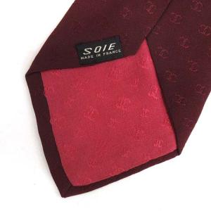 CHANEL ココマーク ネクタイ レギュラータイ シルク 総柄 ビジネス パーティー フランス製 ボルドー