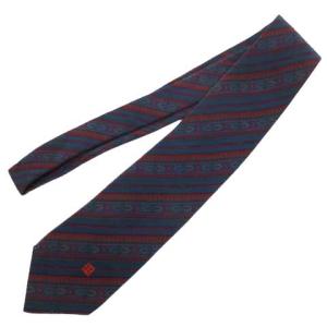 CELINE 未使用 ネクタイ 総柄 ビジネス シルク100％ ネイビー ZER1 W