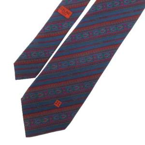 CELINE 未使用 ネクタイ 総柄 ビジネス シルク100％ ネイビー ZER1 W