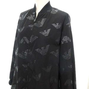 EMPORIO ARMANI ジャンパー ブルゾン ダブルジッパー ロゴ柄 36 S M ブラック