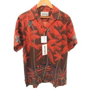 18SS アロハシャツ ヤシの木 総柄 M 茶系