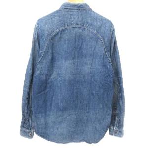 RRL デニム ウエスタン ワーク シャツ 長袖 アメカジ カジュアル レギュラーカラー ペンホルダー コットン M ブルー