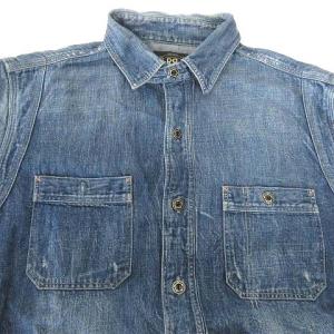 RRL デニム ウエスタン ワーク シャツ 長袖 アメカジ カジュアル レギュラーカラー ペンホルダー コットン M ブルー