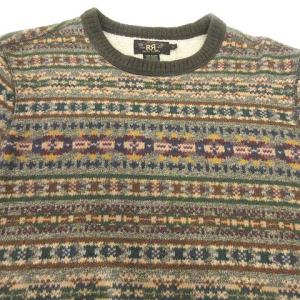 RRL ノルディックボーダー柄 トレーナー スウェット 長袖 裏起毛 コットン 防寒 西洋 M マルチカラー