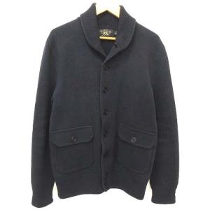 RRL ショールカラー ニット ジャケット アウター コットン フロントボタン カジュアル  厚手 防寒 S ブラック 国内正規