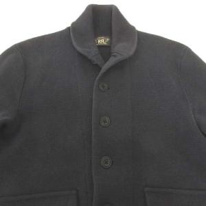 RRL ショールカラー ニット ジャケット アウター コットン フロントボタン カジュアル  厚手 防寒 S ブラック 国内正規