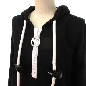 DIESEL 21SS パーカー ショート丈 デカジップ 国内正規 コットン XS ブラック