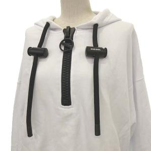 DIESEL 21SS クロップド パーカー ハーフジップ フーディー 裏毛 XXS ホワイト